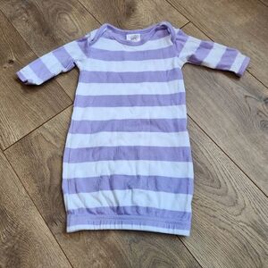 0-3 Purple and White Striped Baby Gown